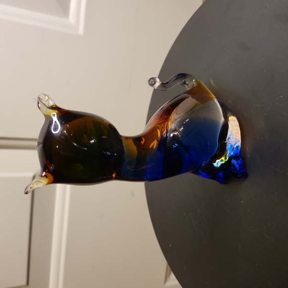 Vintage Murano Glass Cobalt and Amber Kitty Cat - Picture 4 of 10